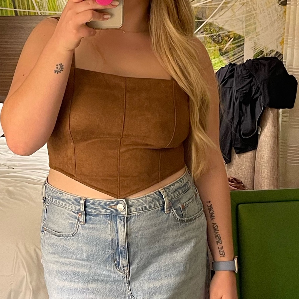 Francesca’s Faux Suede Crop Top